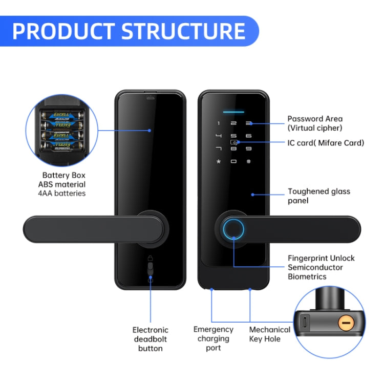 C89 Smart Fingerprint Password Lock Home Indoor Door TUYA System Lock(Silver) - Door Lock by PMc TechLife | Online Shopping South Africa | PMc TechLife | Buy Now Pay Later Mobicred