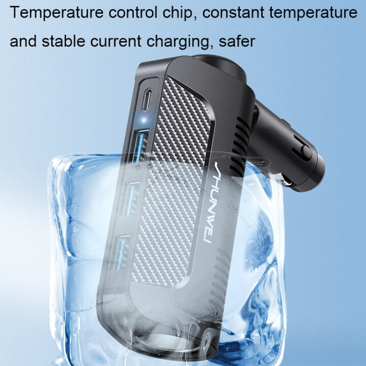 SHUNWEI SD-1920 120W PD18W+5A 3-Port USB Car Multifunctional Rotatable Fast Charger(Black) - Car Charger by SHUNWEI | Online Shopping South Africa | PMC TechLife | Buy Now Pay Later Mobicred