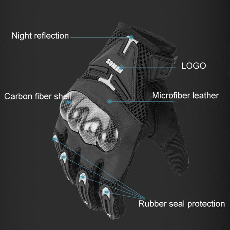 SOMAN Motorcycle Riding Anti-fall Breathable Anti-slip Carbon Fiber Gloves, Size: M(Black) - free shipping - PMC TechLife - Order now!