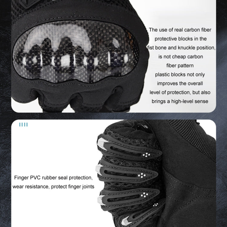 SOMAN Motorcycle Riding Anti-fall Breathable Anti-slip Carbon Fiber Gloves, Size: M(Black) - free shipping - PMC TechLife - Order now!