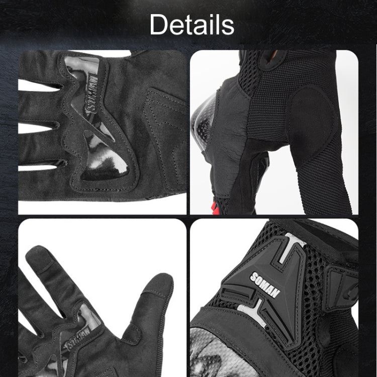 SOMAN Motorcycle Riding Anti-fall Breathable Anti-slip Carbon Fiber Gloves, Size: M(Black) - free shipping - PMC TechLife - Order now!