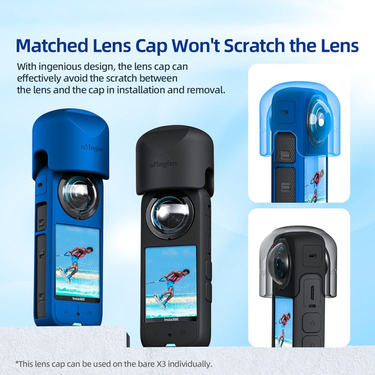 For Insta360 X3 AMagisn Body Silicone Protective Cover, Style: Lens Case (Black) - free shipping - PMC TechLife - Order now!