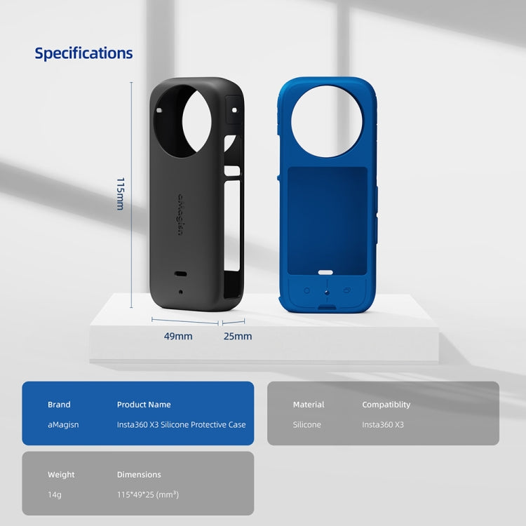 For Insta360 X3 AMagisn Body Silicone Protective Cover, Style: Body+Lens Case (Black) - free shipping - PMC TechLife - Order now!