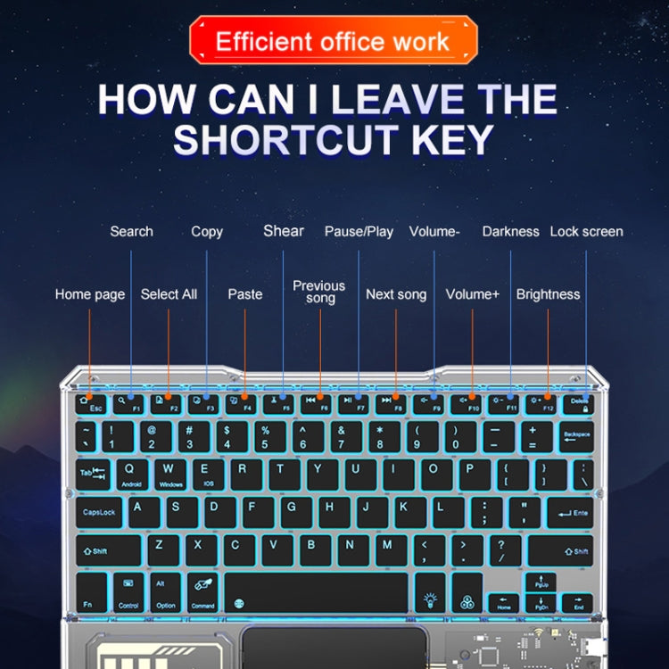 KB-333 RGB Backlit Wireless Bluetooth Keyboard Cell Phone Tablet Laptop Compatible Keypad(Black) - free shipping - PMC TechLife - Order now!