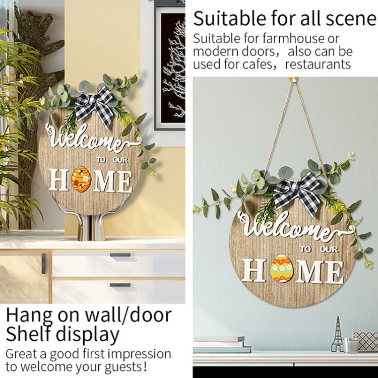 Stereoscopic DIY Home Wooden Round Welcome Door Sign Pendant Wreaths Wall Hanging Decor - Holiday Decorations by PMc TechLife | Online Shopping South Africa | PMc TechLife | Buy Now Pay Later Mobicred