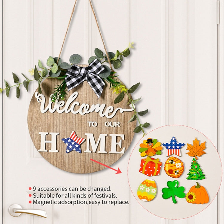 Stereoscopic DIY Home Wooden Round Welcome Door Sign Pendant Wreaths Wall Hanging Decor - Holiday Decorations by PMc TechLife | Online Shopping South Africa | PMc TechLife | Buy Now Pay Later Mobicred