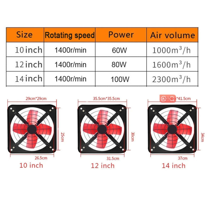 10 -inch Single Grilles Kitchen Exhaust Fan Wall Window Fan High Power Industrial Extractor Fume Space Extractor Hood,CN Plug - free shipping - PMC TechLife - Order now!