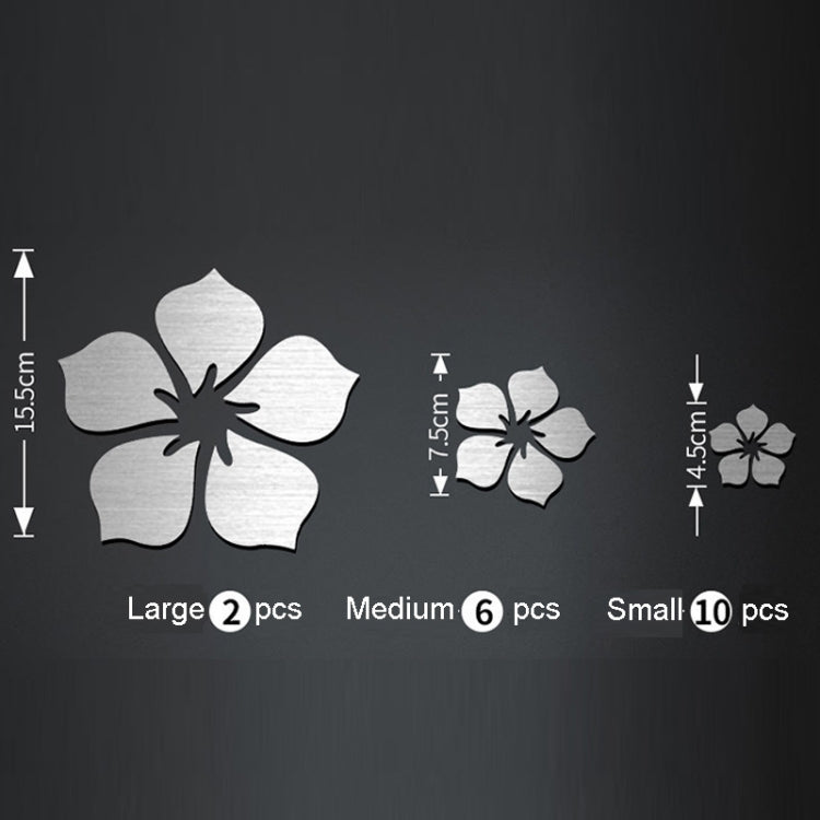18pcs /Set Acrylic Cherry Blossom Mirror Wall Sticker Living Room Bedroom Background Wall Decoration(Silver) - free shipping - PMC TechLife - Order now!
