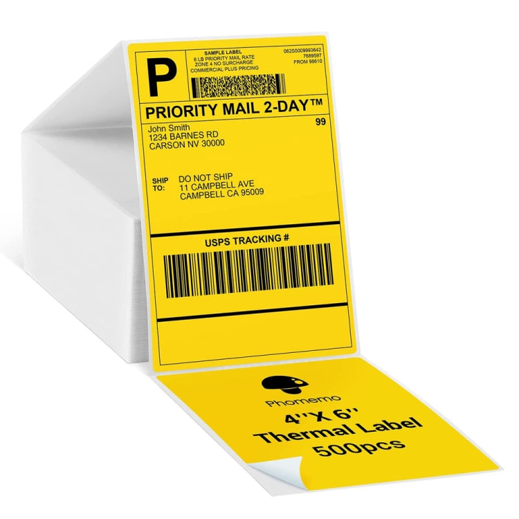 500sheets 4��6 Inch Stickers Thermal Label Paper For Phomemo PM-246S / PM-241BT / D520BT, Style: Folding Yellow - Printer Accessories by PMC TechLife | Online Shopping South Africa | PMC TechLife | Buy Now Pay Later Mobicred