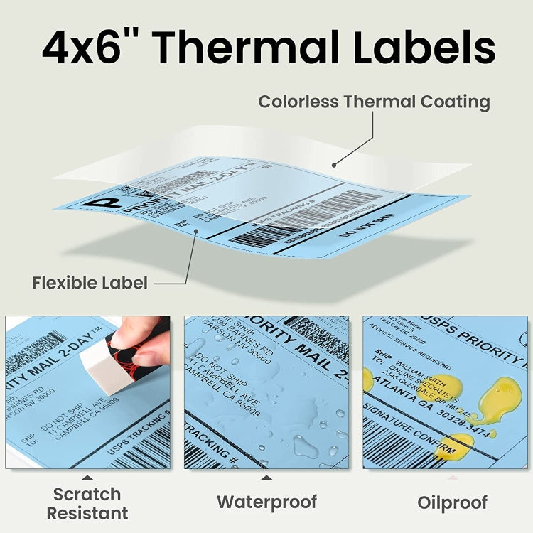 500sheets 4��6 Inch Stickers Thermal Label Paper For Phomemo PM-246S / PM-241BT / D520BT, Style: Folding Light Blue - Printer Accessories by PMC TechLife | Online Shopping South Africa | PMC TechLife | Buy Now Pay Later Mobicred