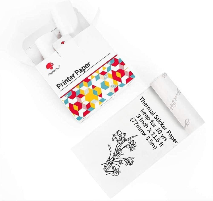 For Phomemo M03 Series 3rolls /Pack 80mmx3.5m 10 Years Thermal Self-adhesive Black on White Printing Paper - Printing Paper by Phomemo | Online Shopping South Africa | PMC TechLife | Buy Now Pay Later Mobicred