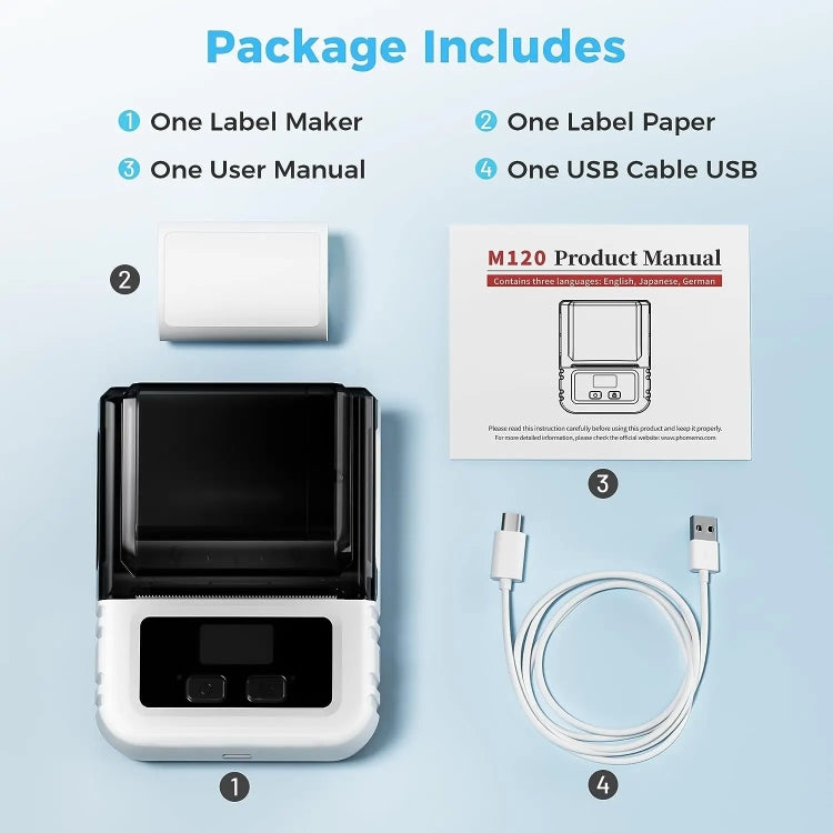 Phomemo M120 Label Maker Barcode Printer Bluetooth Thermal Label Machine(White) - free shipping - PMC TechLife - Order now!