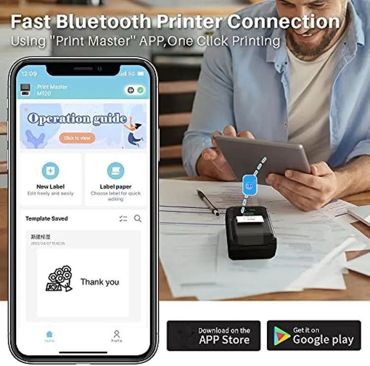 Phomemo M120 Label Maker Barcode Printer Bluetooth Thermal Label Machine(Black) - free shipping - PMC TechLife - Order now!