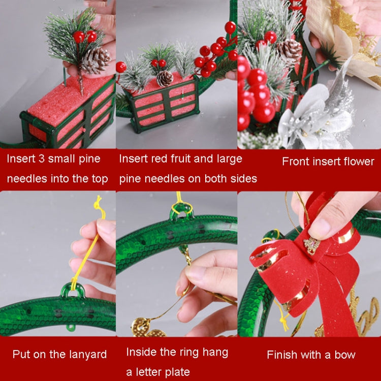 Christmas Wreath Timing Lighting Lights Door Decorations Pine Needle Ornaments Showcase(Golden Flower) - Christmas Decoration Lamps by PMc TechLife | Online Shopping South Africa | PMc TechLife | Buy Now Pay Later Mobicred