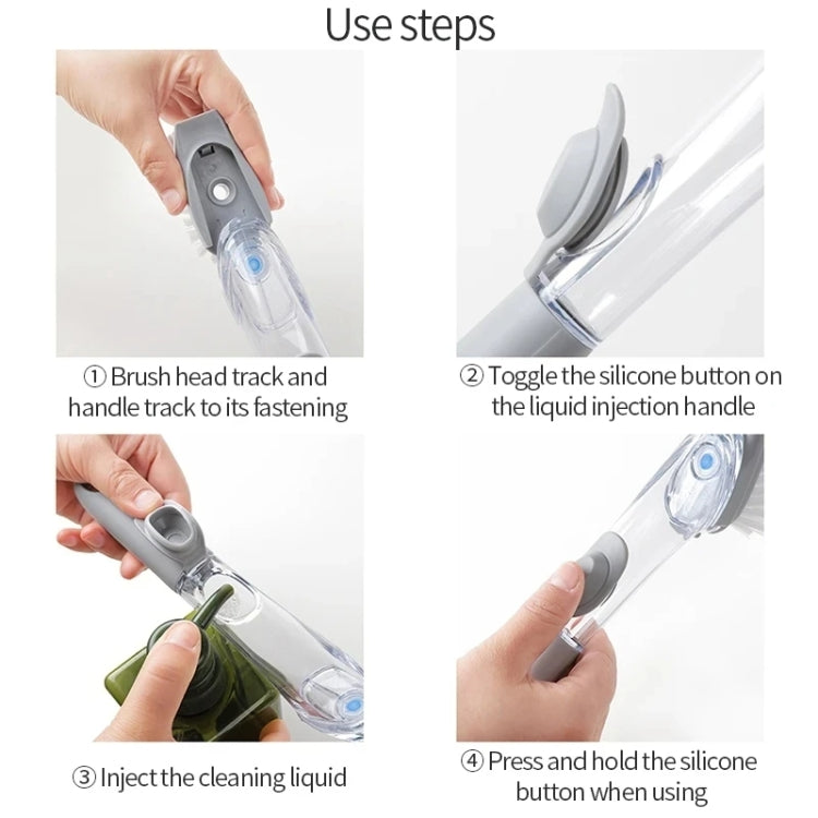 Kitchen Long Handle Automatic Liquid Filling Non-Stick Pan Scrubber Brush Cleaning Brush, Style: Brush+Sponge - Cleaning Tools by PMc TechLife | Online Shopping South Africa | PMc TechLife | Buy Now Pay Later Mobicred