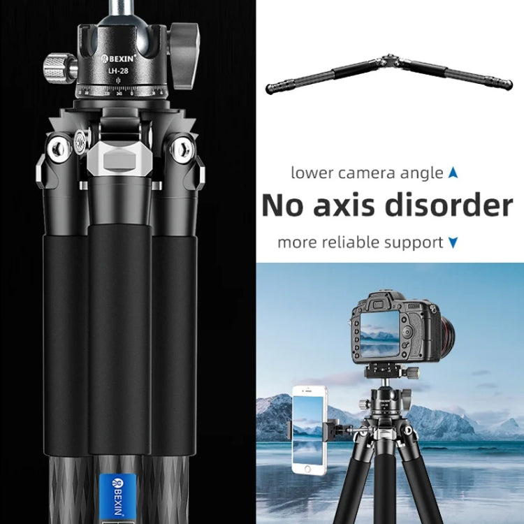 BEXIN RC254+LH-28 Carbon Fiber Portable Folding Tripod SLR Camera Low Gravity Center Gimbal Photography Bracket - free shipping - PMC TechLife - Order now!