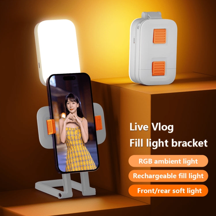 D2 Pro Mini RGB Fill Light Pocket Light with Mobile Phone Holder(White) - Selfie Light by PMC TechLife | Online Shopping South Africa | PMC TechLife | Buy Now Pay Later Mobicred