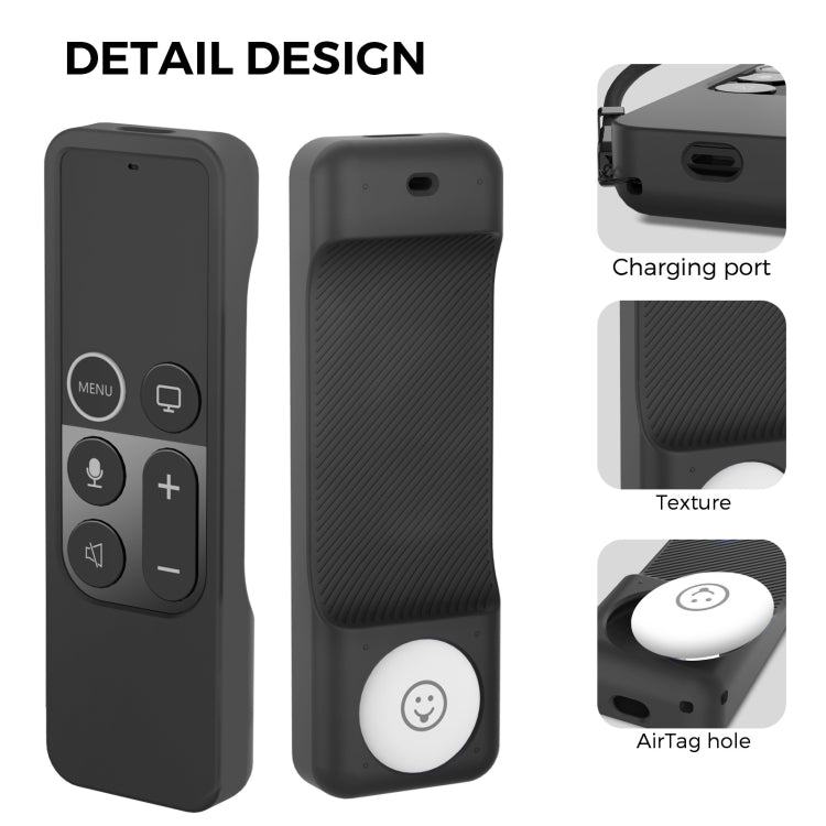 For Apple TV HD / 4K+AirTag AhaStyle PT157 Remote Control Tracker 2 In 1 Silicone Protective Cover(Black) - Remote Control Covers by AhaStyle | Online Shopping South Africa | PMC TechLife | Buy Now Pay Later Mobicred