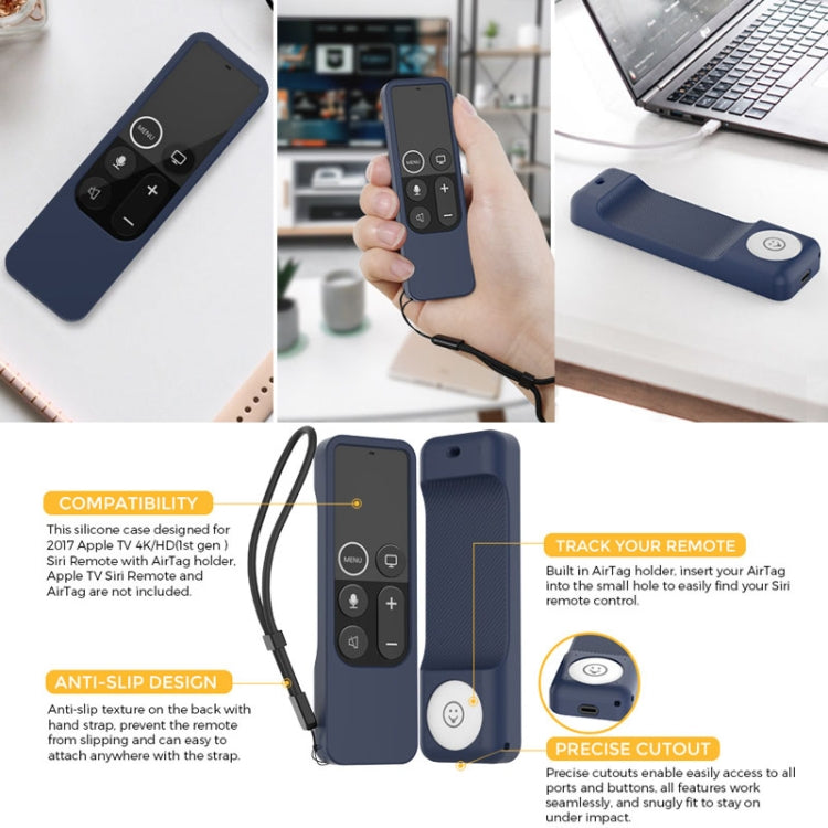 For Apple TV HD / 4K+AirTag AhaStyle PT157 Remote Control Tracker 2 In 1 Silicone Protective Cover(Black) - Remote Control Covers by AhaStyle | Online Shopping South Africa | PMC TechLife | Buy Now Pay Later Mobicred