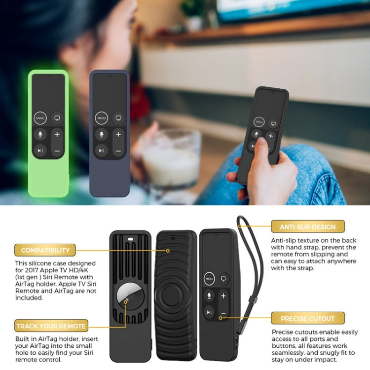 For Apple TV HD / 4K+AirTag AhaStyle PT175 Remote Control Tracker 2 In 1 Silicone Protective Cover(Luminous Green) - free shipping - PMC TechLife - Order now!