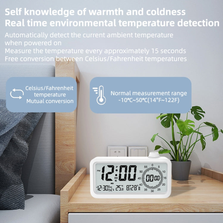 Visual Timer Alarm Clock Dual Display LCD Time Reminder(White) - Alarm Clocks by PMc TechLife | Online Shopping South Africa | PMc TechLife | Buy Now Pay Later Mobicred
