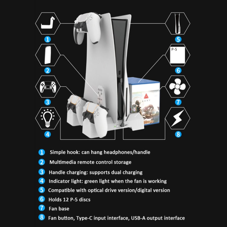 For PS5 iplay Dual-seat Charging and Cooling Base Bracket Storage Rack(White) - free shipping - PMC Jewellery - Order now!