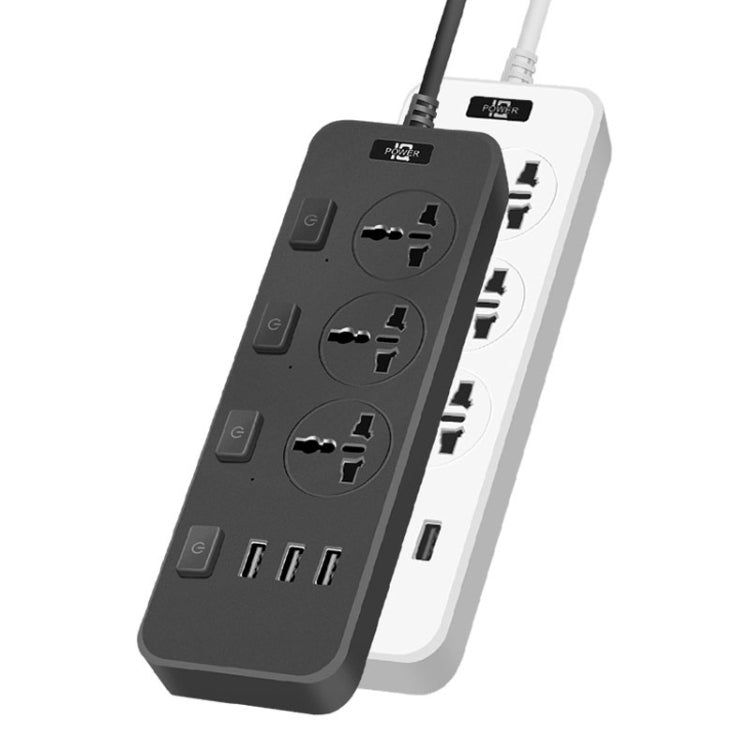 T14 2m 2500W 3 Plugs + 3-USB Ports Multifunctional Socket With Switch, Specification: EU Plug (White) - Extension Socket by PMC TechLife | Online Shopping South Africa | PMC TechLife | Buy Now Pay Later Mobicred