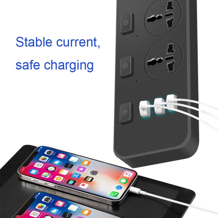 T14 2m 2500W 3 Plugs + 3-USB Ports Multifunctional Socket With Switch, Specification: EU Plug (White) - Extension Socket by PMC TechLife | Online Shopping South Africa | PMC TechLife | Buy Now Pay Later Mobicred