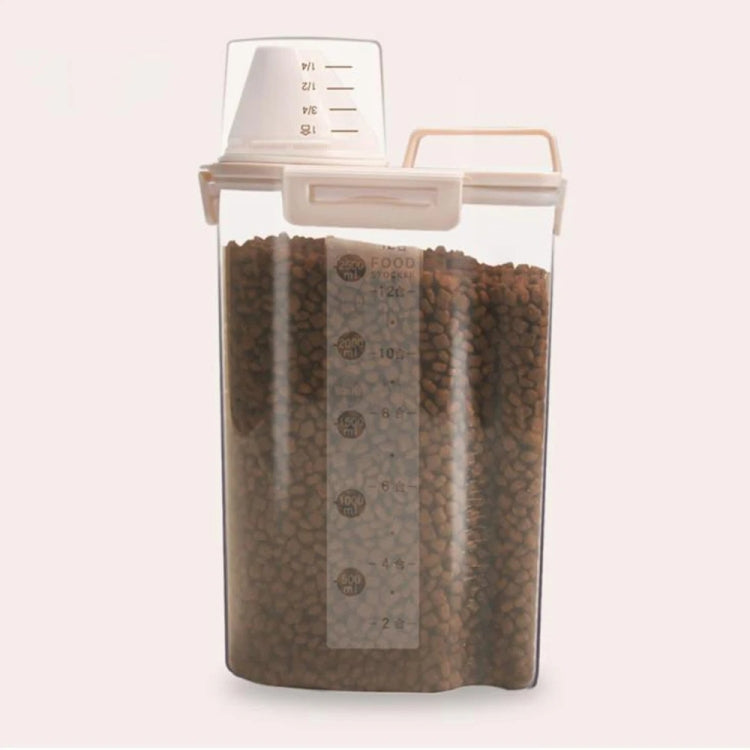 2.5L Pet Food Storage Bucket 4 Snap Dog Food Moisture Proof Sealed Storage Tank(Beige) - Storage Boxes by PMC TechLife | Online Shopping South Africa | PMC TechLife