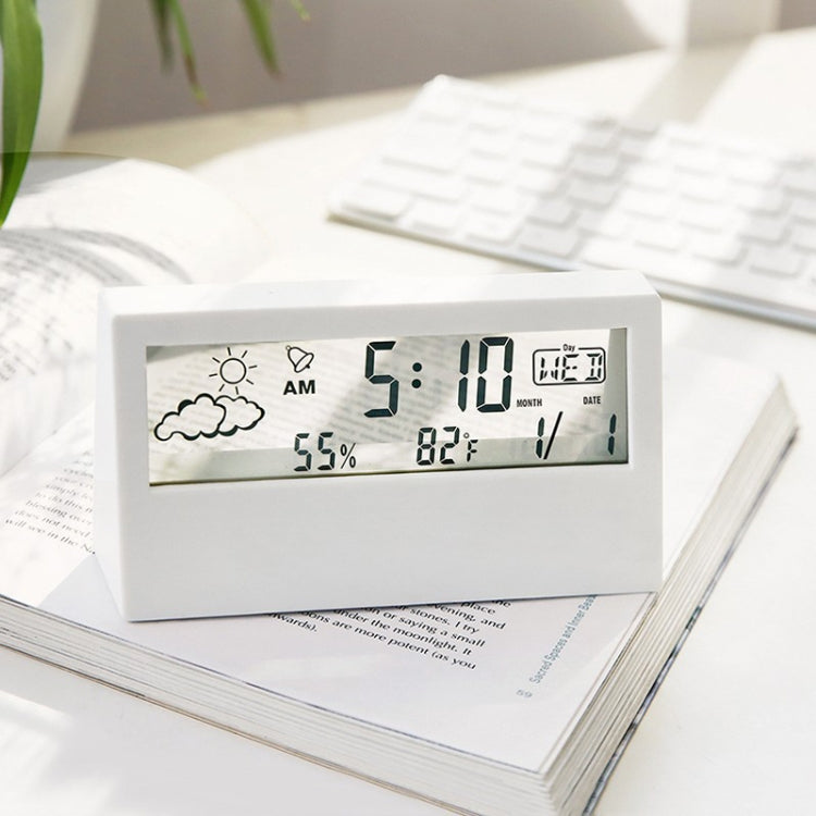 LCD Electronic Desk Clock Digital Display Multifunctional Temperature And Humidity Meter Alarm Clock, Model: Transparent White - Alarm Clocks by PMC TechLife | Online Shopping South Africa | PMC TechLife