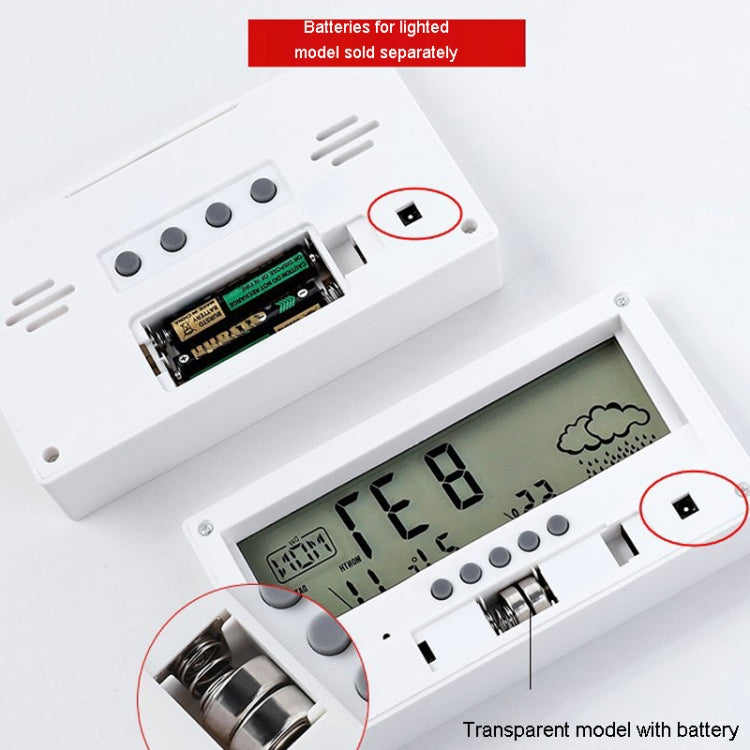 LCD Electronic Desk Clock Digital Display Multifunctional Temperature And Humidity Meter Alarm Clock, Model: Transparent White - Alarm Clocks by PMC TechLife | Online Shopping South Africa | PMC TechLife
