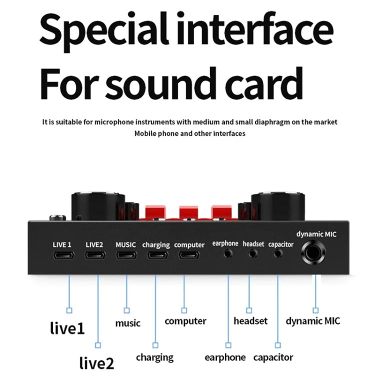 BM800+V8S Sound Card Set  Audio Condenser Mic Studio Singing Microphone - Microphone Audio Cable & Connector by PMC TechLife | Online Shopping South Africa | PMC TechLife | Buy Now Pay Later Mobicred