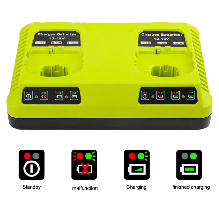 For RYOBI P108 / P117 12-18V Lithium Nickel Battery Dual Port Charger, Plug: EU - Electric Saws & Accessories by PMc TechLife | Online Shopping South Africa | PMc TechLife | Buy Now Pay Later Mobicred