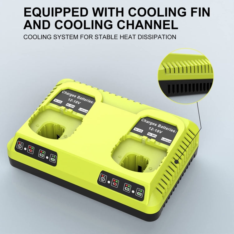 For RYOBI P108 / P117 12-18V Lithium Nickel Battery Dual Port Charger, Plug: EU - Electric Saws & Accessories by PMc TechLife | Online Shopping South Africa | PMc TechLife | Buy Now Pay Later Mobicred