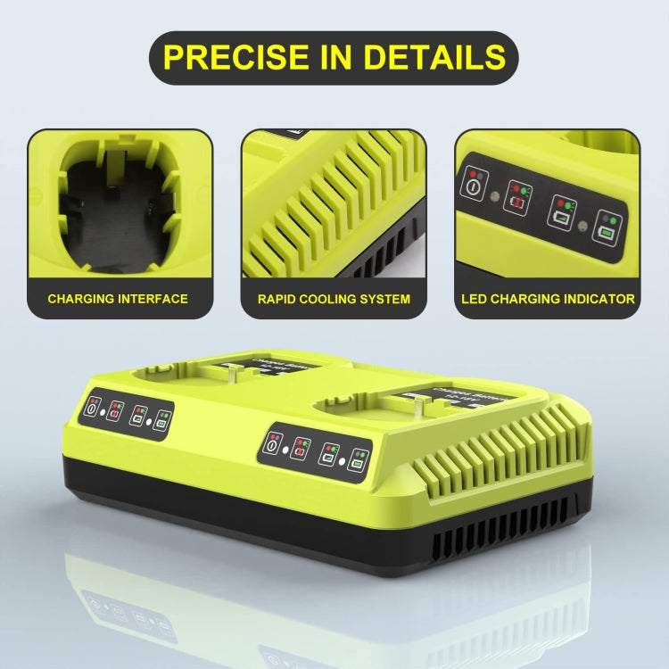 For RYOBI P108 / P117 12-18V Lithium Nickel Battery Dual Port Charger, Plug: EU - Electric Saws & Accessories by PMc TechLife | Online Shopping South Africa | PMc TechLife | Buy Now Pay Later Mobicred