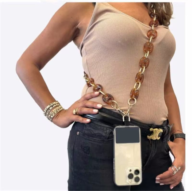 Retro Mobile Phone Chain Lanyard Tortoiseshell Acrylic Resin Bag Chain with Spacer, Spec: L205-2HS-100cm - Lanyards & Wrist Straps by PMc TechLife | Online Shopping South Africa | PMc TechLife | Buy Now Pay Later Mobicred