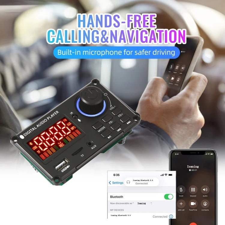 100W 12V TPA3116 Color Screen Power Amplifier Bluetooth Decoder Board With Recording Call(Small Remote Control) - Car MP3 & MP4 & MP5 by PMC TechLife | Online Shopping South Africa | PMC TechLife | Buy Now Pay Later Mobicred