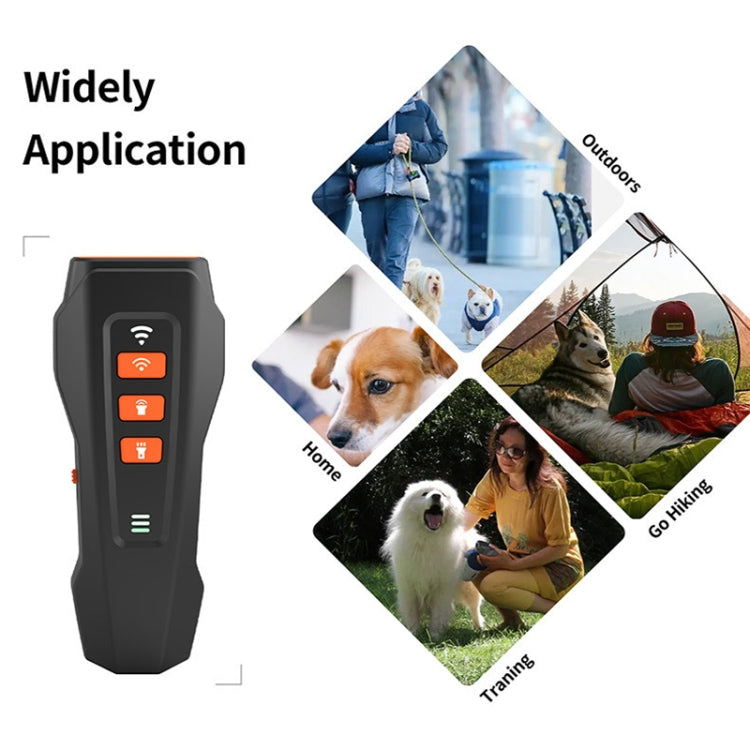 LED Flashing Light Handheld Ultrasonic Bark Arrester Frequency Conversion Dog Training Device(Black+Orange) - free shipping - PMC TechLife - Order now!