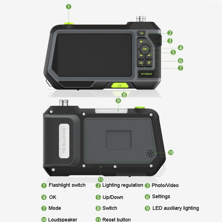 Teslong NTS500 5.5mm-3M Dual Lens 5 Inch Large Screen Industrial Pipe Borescope Industrial Inspection Tools - free shipping - PMC Jewellery - Order now!