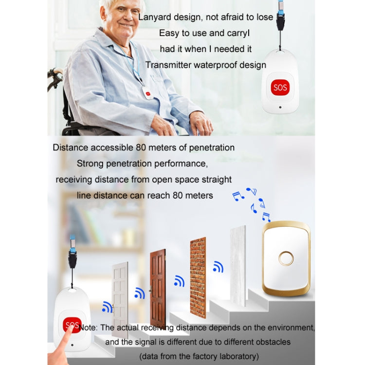 CACAZI C20 Two To Three Wireless Pager For The Elderly Home Care Waterproof Emergency Pager, EU Plug(Silver) - free shipping - PMC TechLife - Order now!