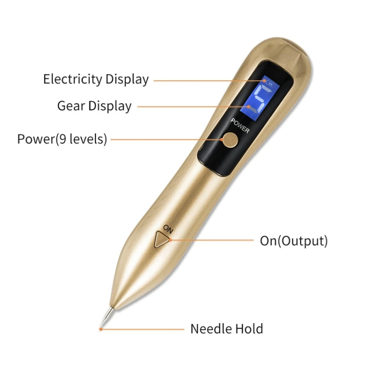 9 Gears Mole Spotting Pen LCD Home Laser Mole Spot Sweeping Beauty Instrument Without Shoot Light(Rose Gold) - free shipping - PMC TechLife - Order now!