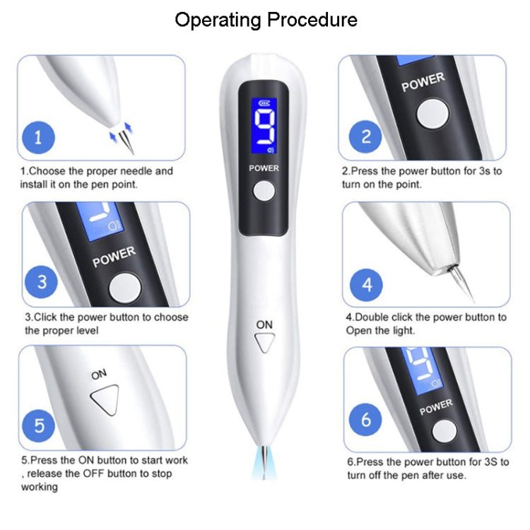 9 Gears Mole Spotting Pen LCD Home Laser Mole Spot Sweeping Beauty Instrument Without Shoot Light(Rose Gold) - free shipping - PMC TechLife - Order now!