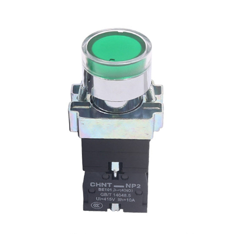 CHINT NP2-BW3363/24V 2 NO Pushbutton Switches With LED Light Silver Alloy Contact Push Button (Green) - Car Switches by PMC TechLife | Online Shopping South Africa | PMC TechLife | Buy Now Pay Later Mobicred