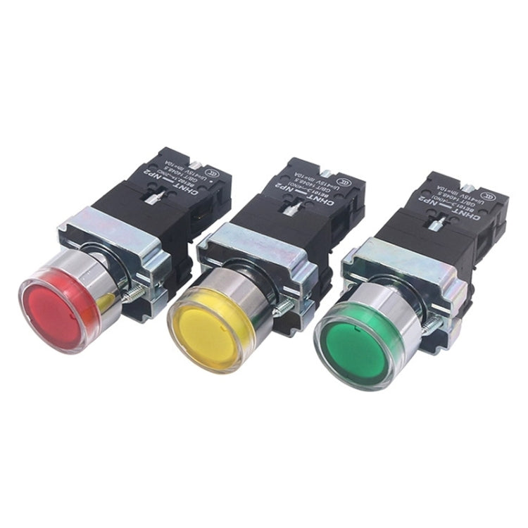 CHINT NP2-BW3463/24V 2 NO Pushbutton Switches With LED Light Silver Alloy Contact Push Button (Red) - Car Switches by PMC TechLife | Online Shopping South Africa | PMC TechLife | Buy Now Pay Later Mobicred