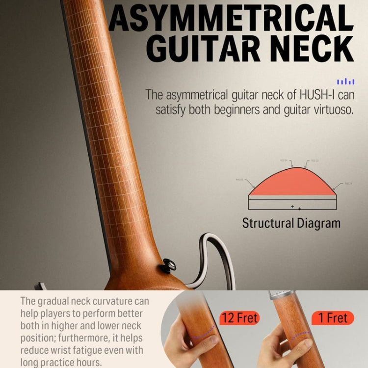 DONNER Smart Headless Silent Guitar Travel Portable Detachable Acoustic Guitar, Style: Mahogany Sunrise Color - free shipping - PMC TechLife - Order now!