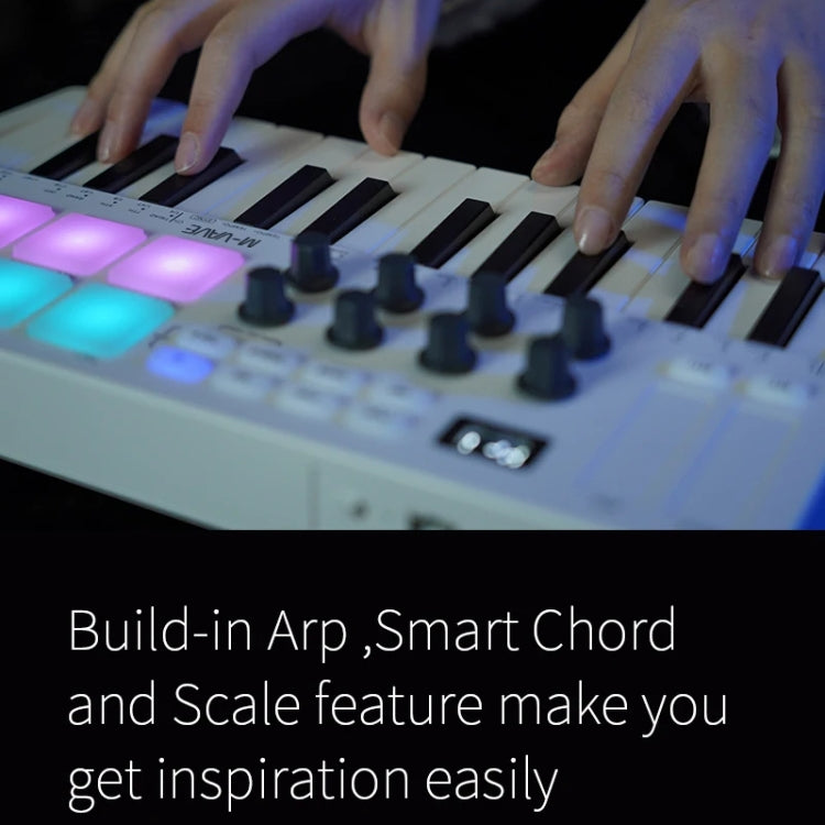 M-VAVE SMK-25 USB MIDI Keyboard Controller With 8 Back Drum Pads(White) - Keyboard Accessories by M-VAVE | Online Shopping South Africa | PMC Jewellery | Buy Now Pay Later Mobicred
