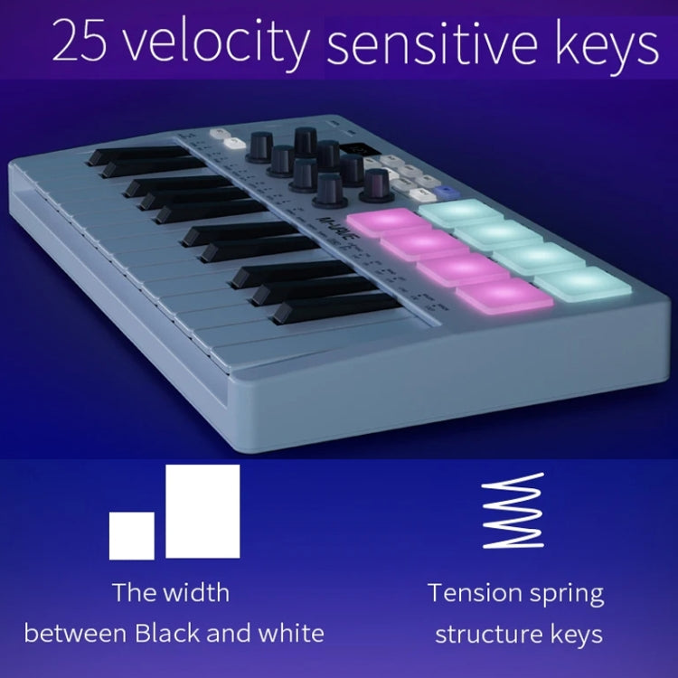 M-VAVE SMK-25 USB MIDI Keyboard Controller With 8 Back Drum Pads(White) - Keyboard Accessories by M-VAVE | Online Shopping South Africa | PMC Jewellery | Buy Now Pay Later Mobicred