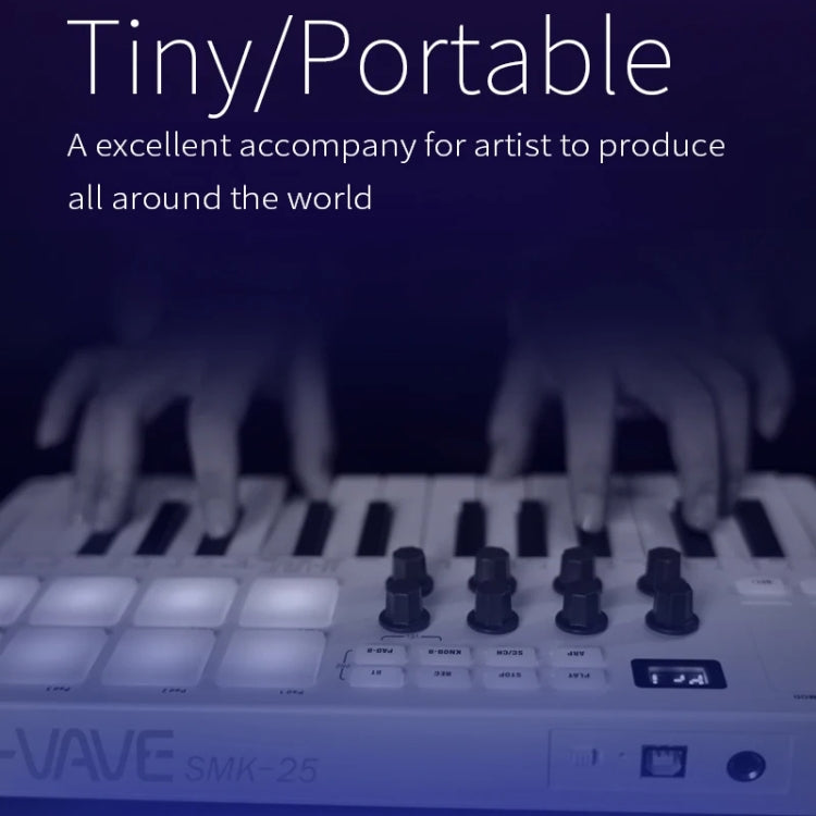 M-VAVE SMK-25 USB MIDI Keyboard Controller With 8 Back Drum Pads(White) - Keyboard Accessories by M-VAVE | Online Shopping South Africa | PMC Jewellery | Buy Now Pay Later Mobicred