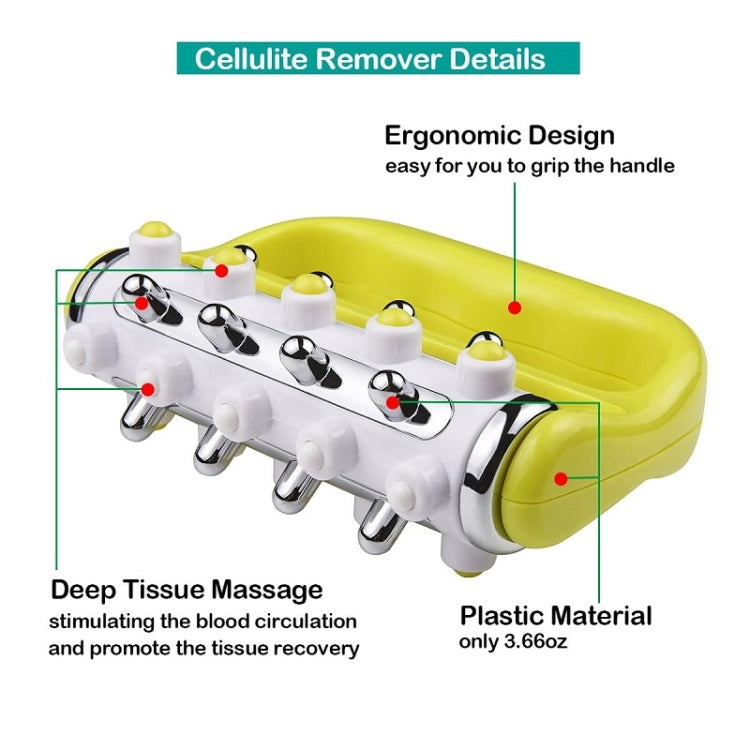 Handheld Curved Five-row Iron Column Roller Soothing Massager(Yellow) - free shipping - PMC TechLife - Order now!