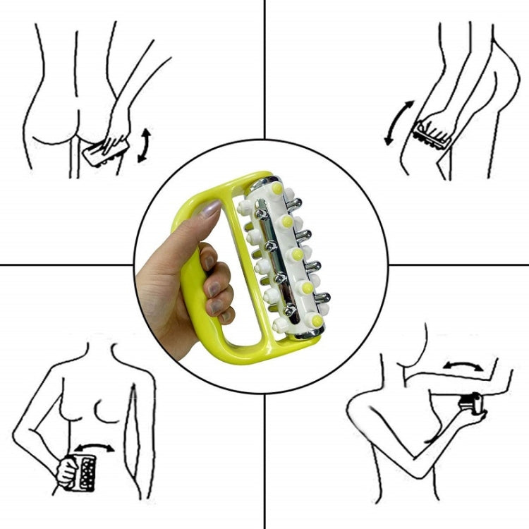Handheld Curved Five-row Iron Column Roller Soothing Massager(Yellow) - free shipping - PMC TechLife - Order now!